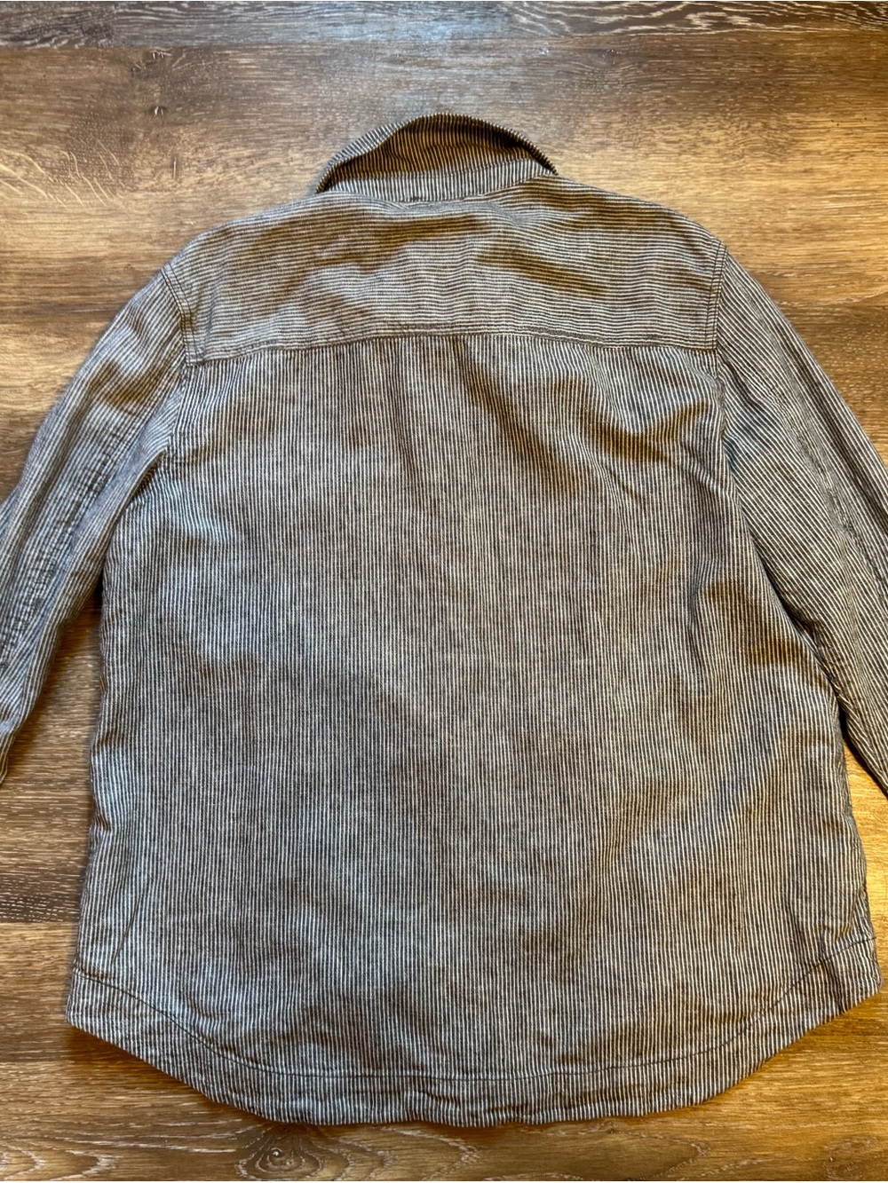 LOFT Striped Button-Down Jacket  in Gray and White, Cotton-Linen blend! Sz XL - Picture 8 of 10